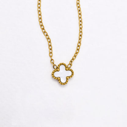 SSYST6559 - St Steel 40cm + 5cm small four-leaf clover necklace & earring set