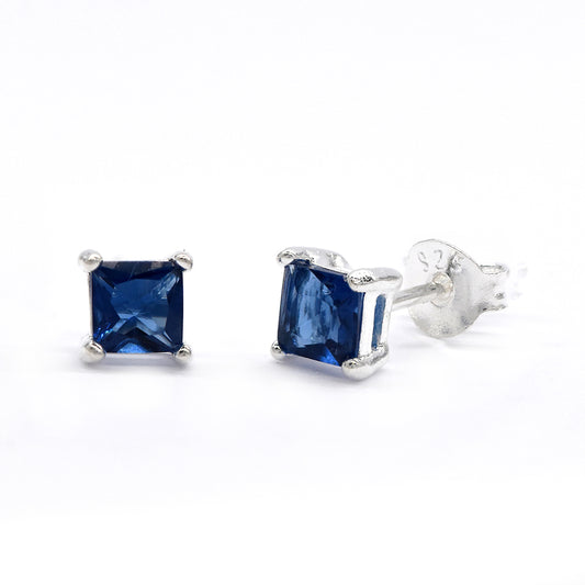 925 silver 4mm square colour cubic zirconia stud earring - STUD4SQ