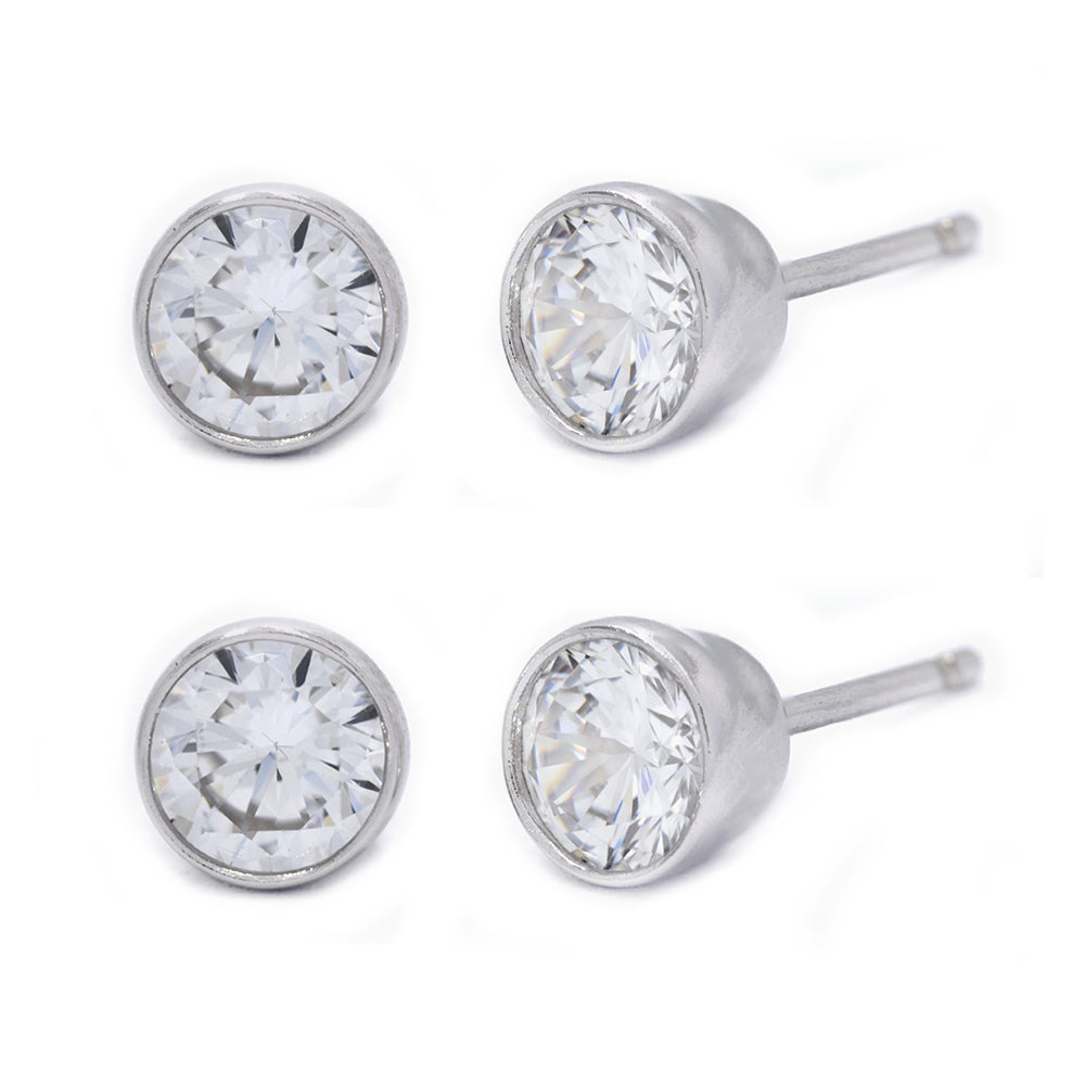 2 Pack 925 Silver rhodium plated 5mm tube stud earrings - STUD5Tube