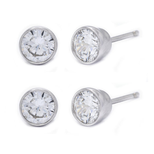 2 Pack 925 Silver rhodium plated 5mm tube stud earrings - STUD5Tube