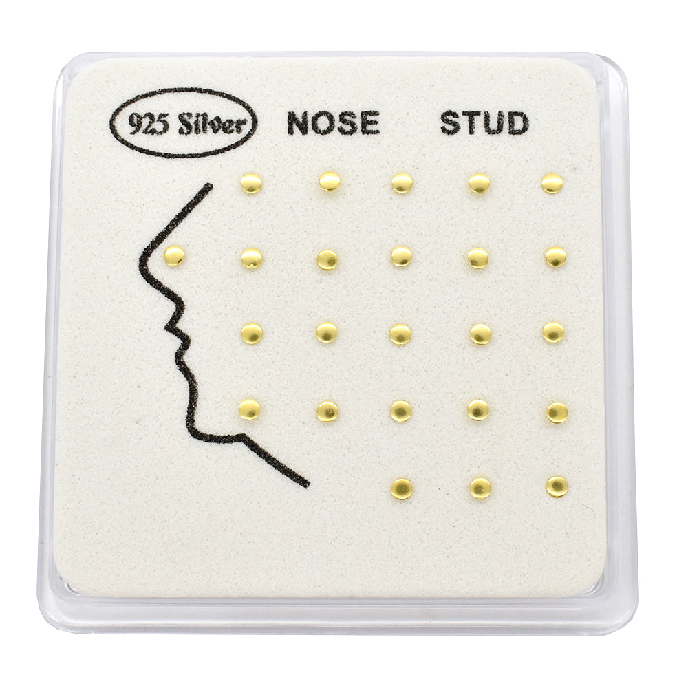 24 Pack 925 Silver flat gold nose stud piercing - SYNS3248