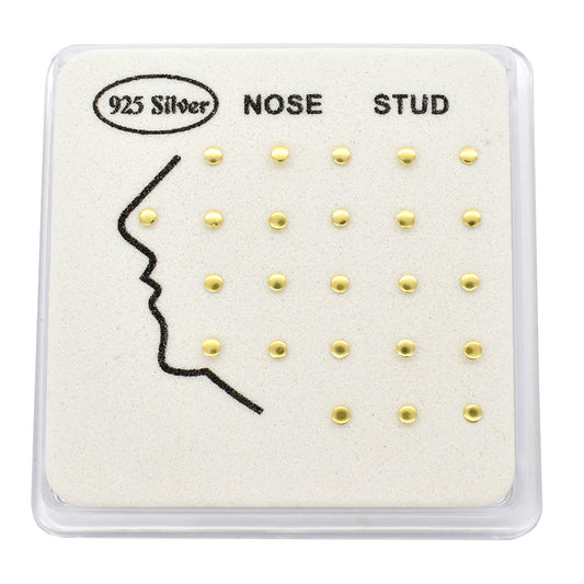 24 Pack 925 Silver flat gold nose stud piercing - SYNS3248