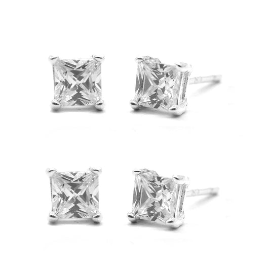 2 Pack 925 Silver 4mm square studs - STUD4SQ