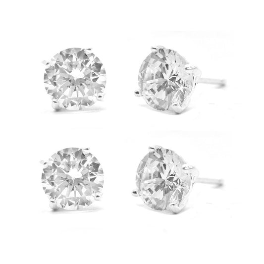 2 Pack 925 Silver 7mm round stud earring - STUD7RD