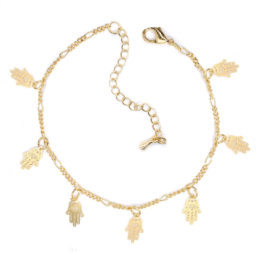 Fashion gold Hamsa charm anklet- VA9679