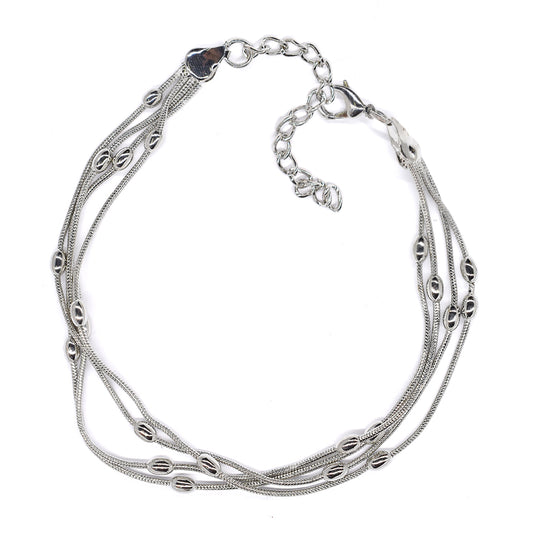 Fashion multi stand with silver ball anklet chain