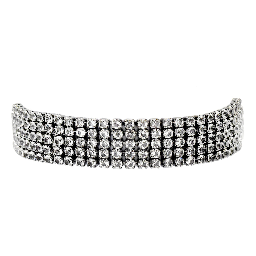 5 row Gun metal fashion diamante bracelet - VB2013