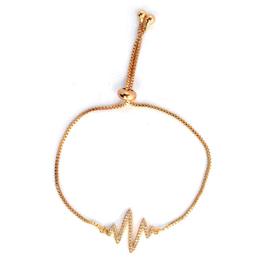 Premium fashion cubic zirconia lifeline slide adjustable bracelet