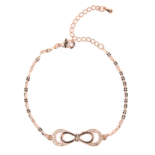Premium cubic zirconia infinity bow rose gold  adjustable bracelet