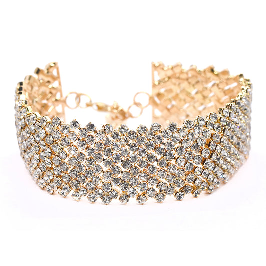 Fashion multi diagonal crystals broad bracelet - VB8641
