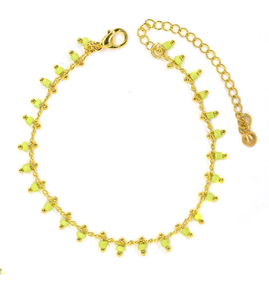 2 Pack fashion seed beaded gold plated anklets