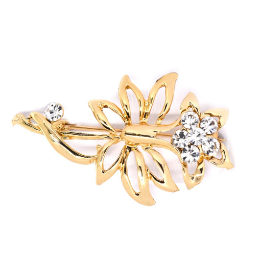 Gold plated crystal daffodil brooch
