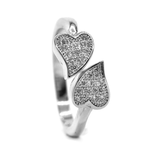 VCZR9529 - Premium brass gold plated CZ heart ring