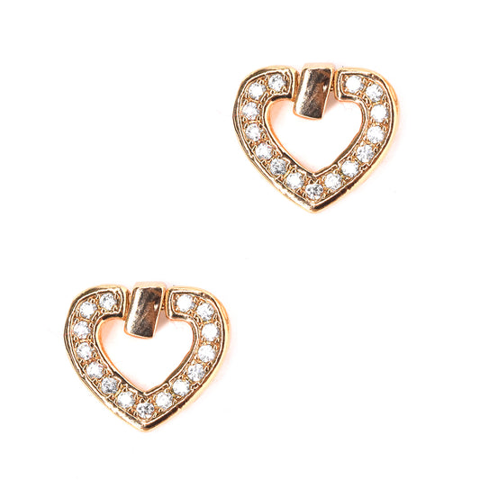 VE5835 - Premium brass rose gold crystal cutout heart stud earrings