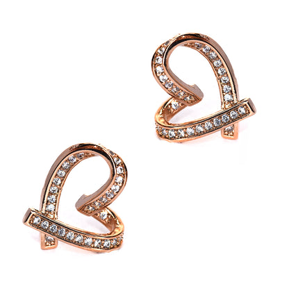 Premium cubic Zirconia curved heart stud