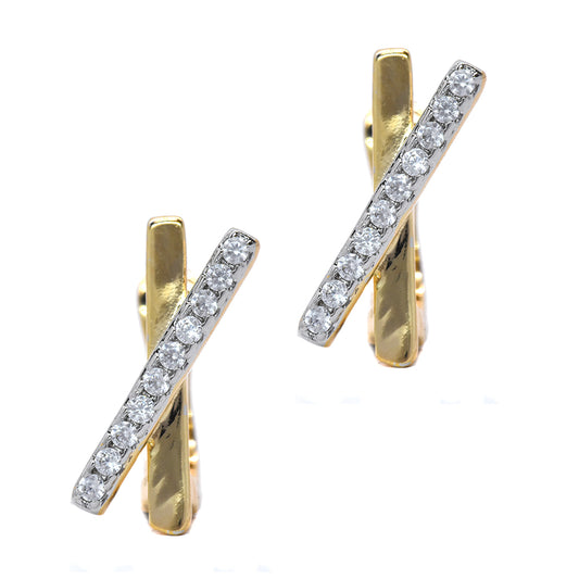 VE8808 - Premium brass cubic zirconia X mixed plated clip earrings
