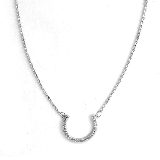 VN2066 - Premium brass cubic zirconia rhodium horse necklace