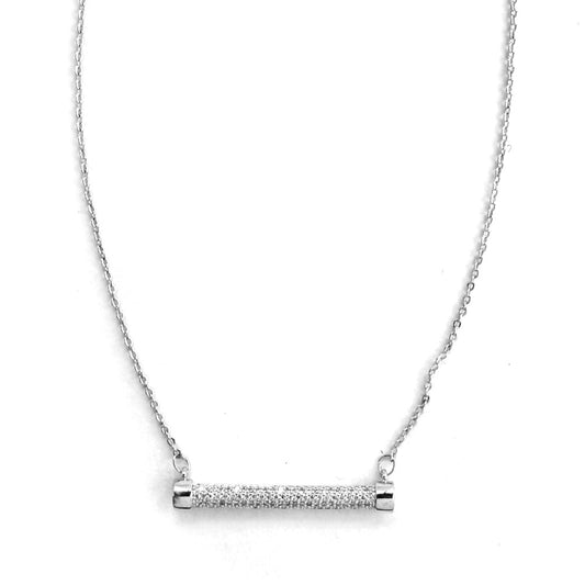 Premium rhodium cubic zirconia bar necklace