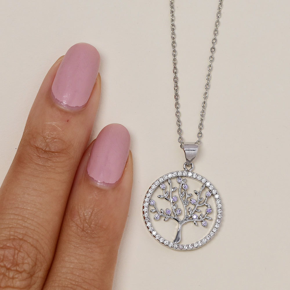 VN2329 - Premium cubic zirconia tree of life necklace