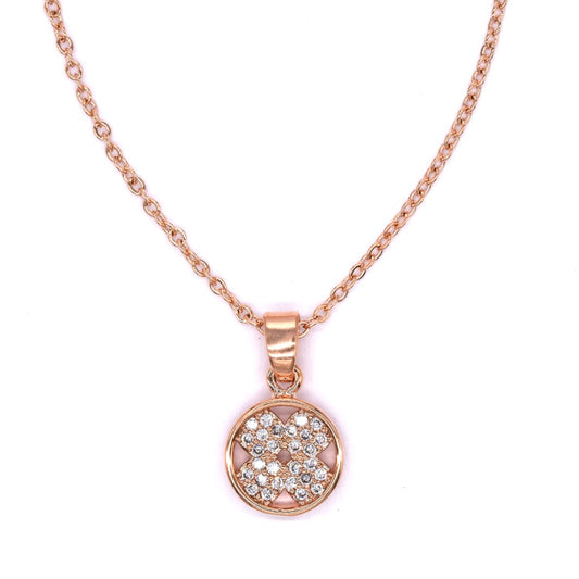 Premium rose gold plated bold X disc necklace