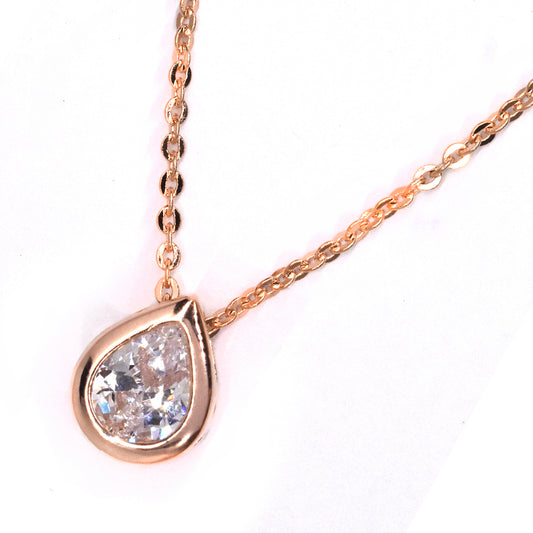 Premium cubic zirconia teardrop rose gold plated necklace