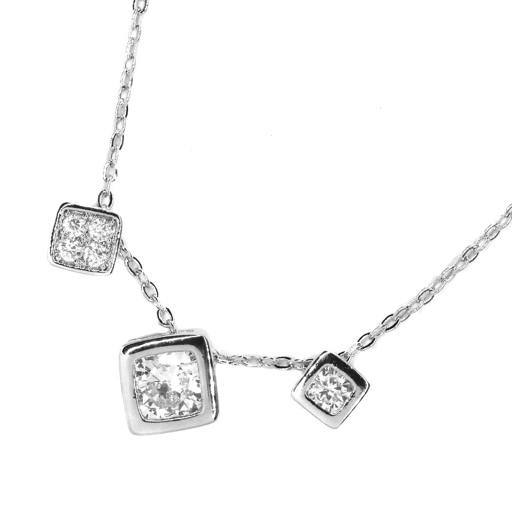 Premium 3 cubic zirconia square necklace