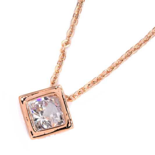 VN8072 - Premium brass rose gold plated diamond cubic zirconia necklace
