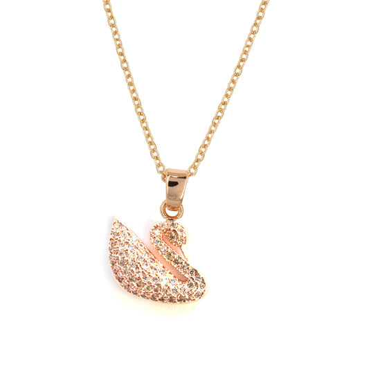 VP2118 - Brass cubic zirconia swan necklace