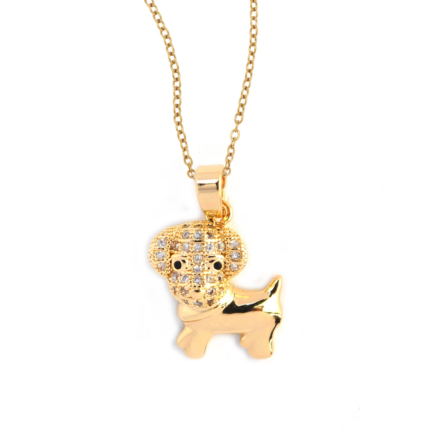 Premium gold plated cubic zirconia puppy pendant