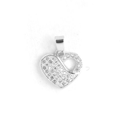 Premium silver plated curve detail cubic zirconia heart pendant