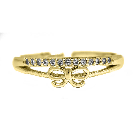 VR8340 - Premium brass cubic zirconia bow open band ring