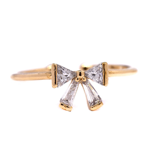 Premium cubic zirconia bow free size ring