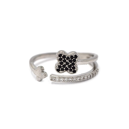 Premium cubic zirconia 4 leaf clover ring