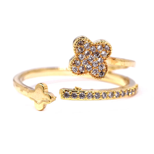 Premium cubic zirconia 4 leaf clover ring