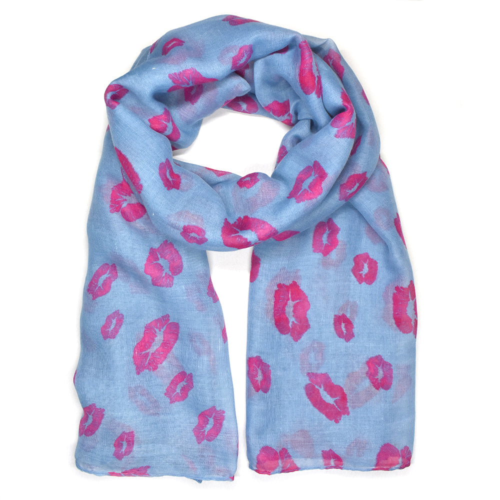 Blue pink lips scarf