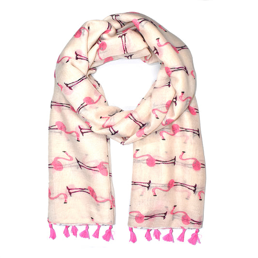 Flamingo tassel scarf