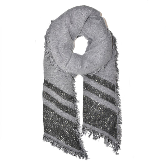 VS4095 - Grey sequin stripe scarf