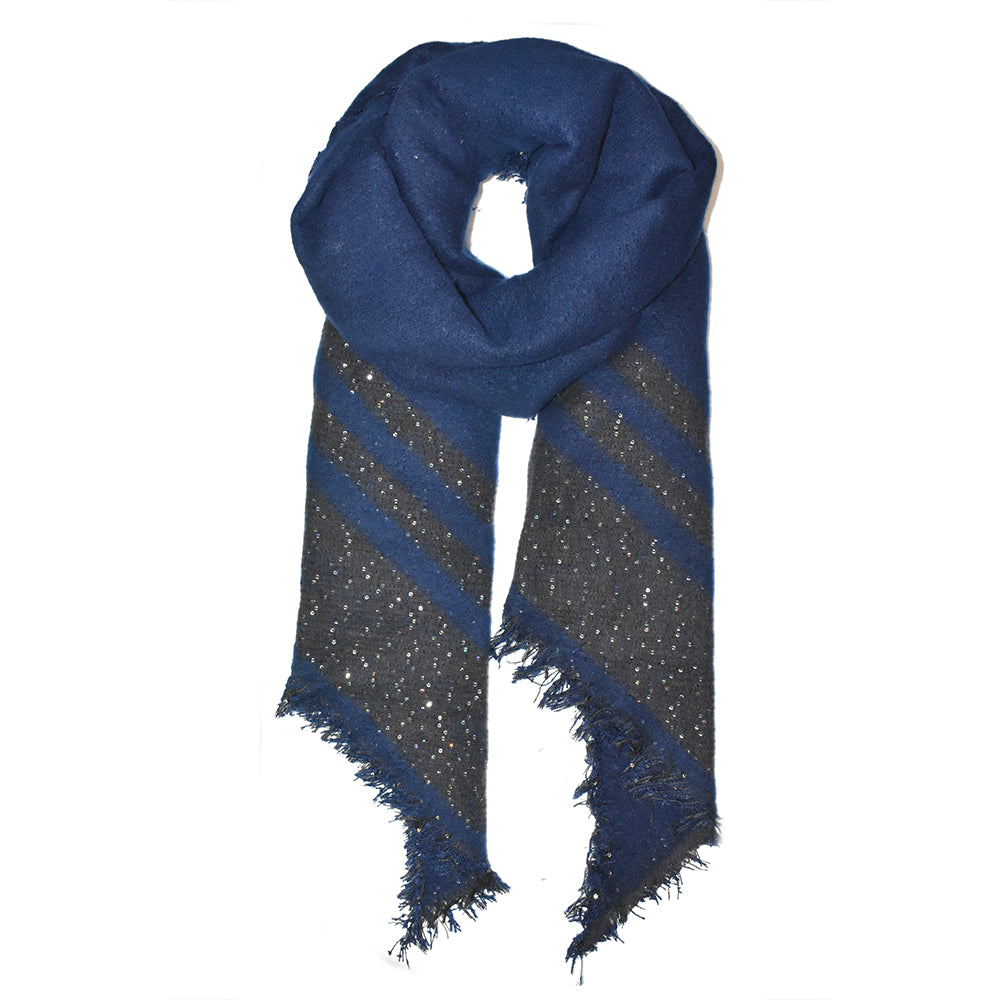 Colour sequence stripe tassel edge scarf
