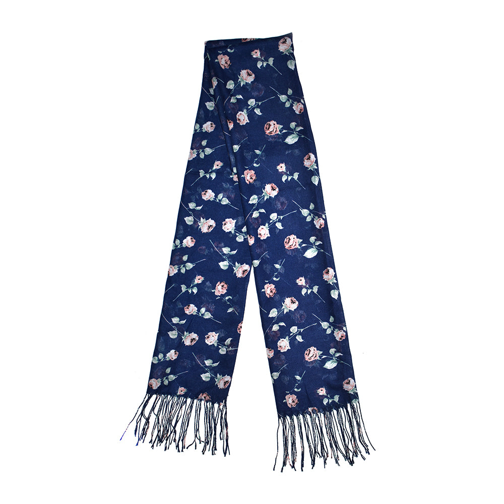Tassel scarf with rose blossoms - VS6569