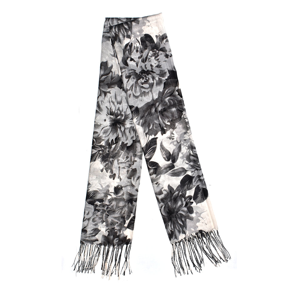 Peony floral printed tassel scarf
