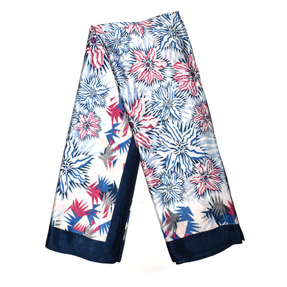 Colour edged large floral satin scarf - VS6583