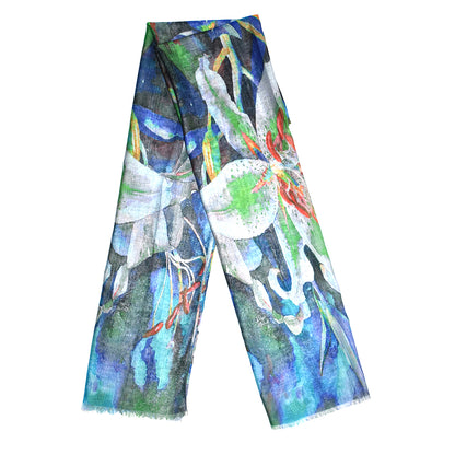 Colourful large lily flower print scarf