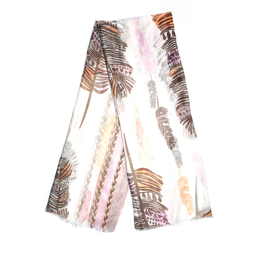 Colour edged with leaf print scarf - VS6612