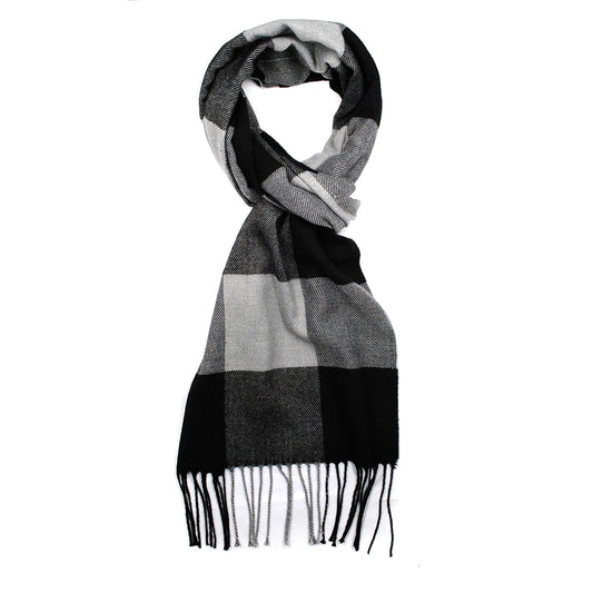 Tonal checked scarf with same tonal tassels - VS852