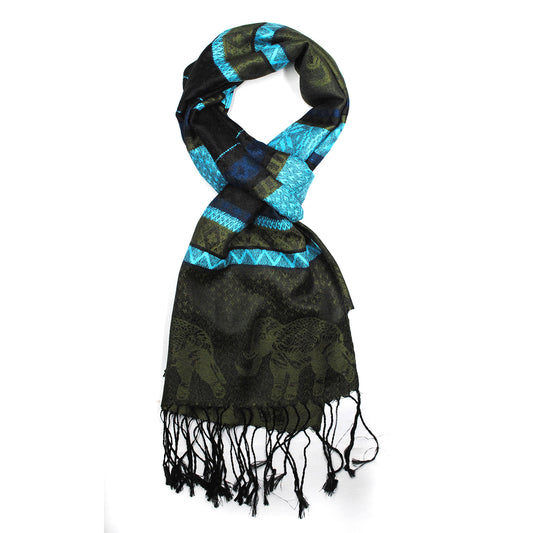 VS858 - Geometric elephant scarf - Green