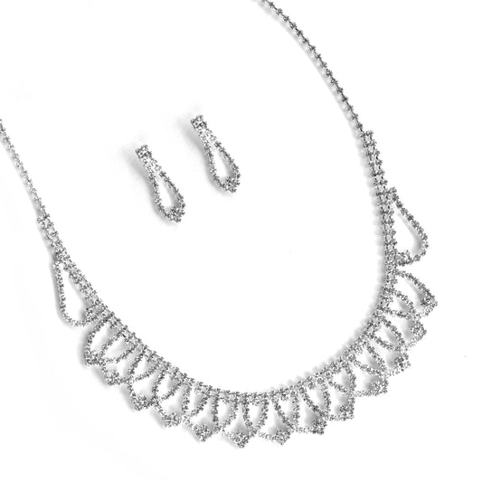 Diamante scalloped loop necklace and earring set - VST2065