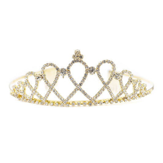 Gold plated ribbon pattern crystal tiara - VT455-1