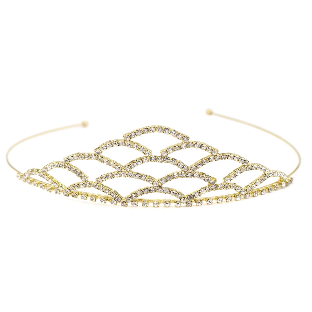 Cutout fan pattern gold tiara - VT457