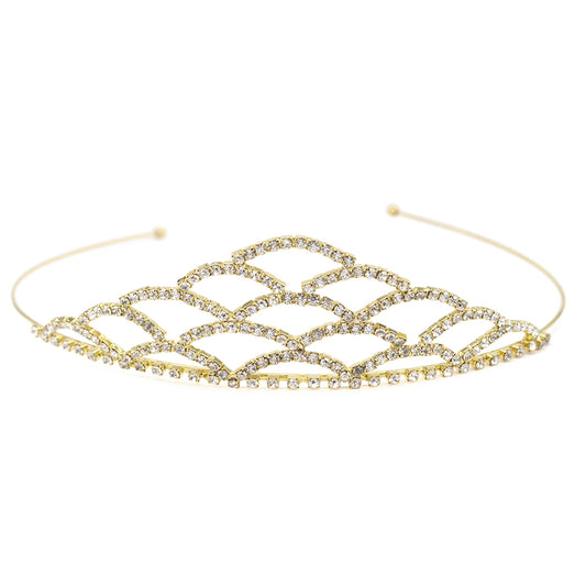 Cutout fan pattern gold tiara - VT457