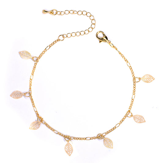 Fashion filigree leaf charm anklet